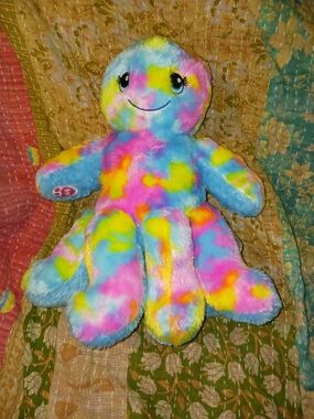 Build a Bear Plush Rainbow Tie-Dye Octopus Soft Toy - Multicolor NWOT